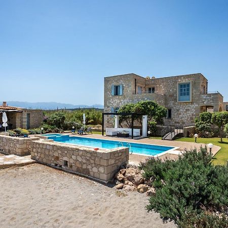 Beachfront Villa Turquoise With Private Pool, Bbq And Ping Pong Table Chania  Exterior photo