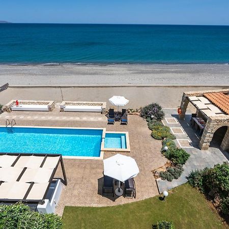 Beachfront Villa Turquoise With Private Pool, Bbq And Ping Pong Table Chania  Exterior photo