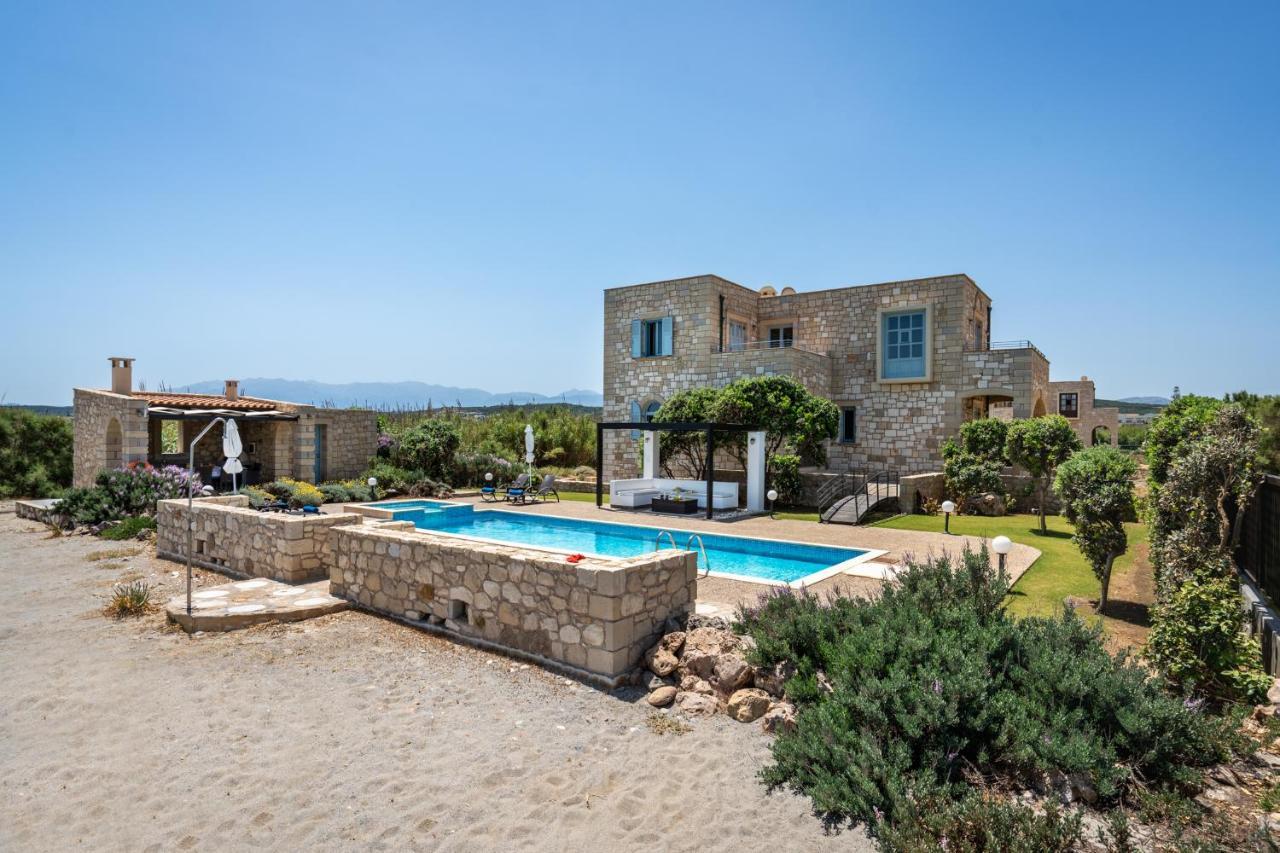 Beachfront Villa Turquoise With Private Pool, Bbq And Ping Pong Table Chania  Exterior photo