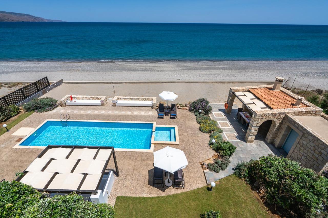 Beachfront Villa Turquoise With Private Pool, Bbq And Ping Pong Table Chania  Exterior photo