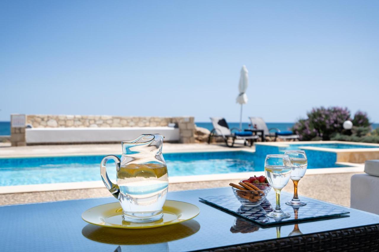Beachfront Villa Turquoise With Private Pool, Bbq And Ping Pong Table Chania  Exterior photo