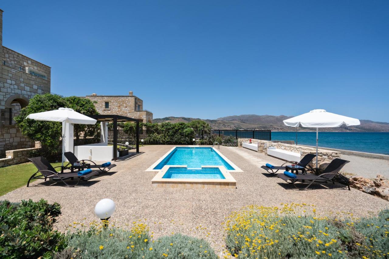 Beachfront Villa Turquoise With Private Pool, Bbq And Ping Pong Table Chania  Exterior photo